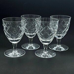 Diamond Cut Glass Cordial Glasses 3oz set/4 crystal thumbprint delicate stemmed
